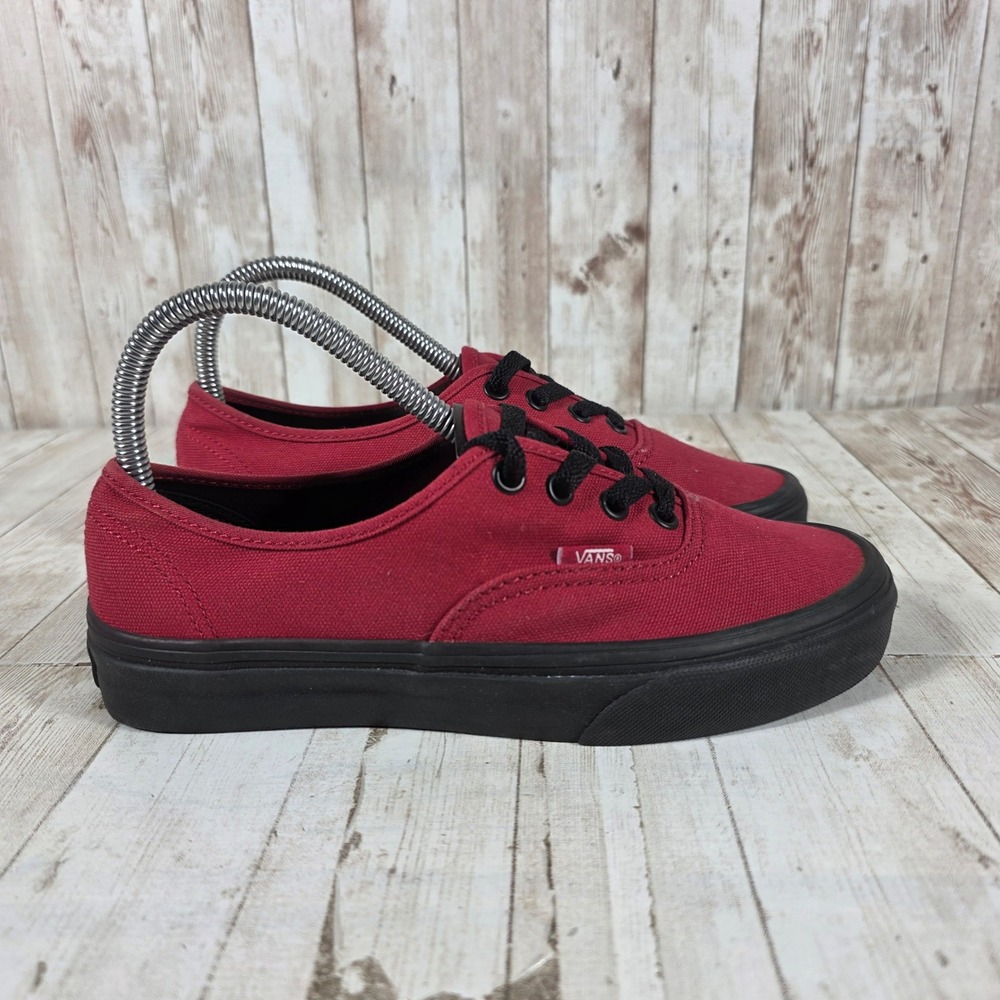 Vans Authentic Red‎ Black Canvas Low Top Skate Sneakers Womens 6.5